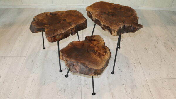 3er Set Beistell- / Couchtisch Nussbaumholz