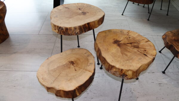 3er Set Beistell- / Couchtische als Pappelholz