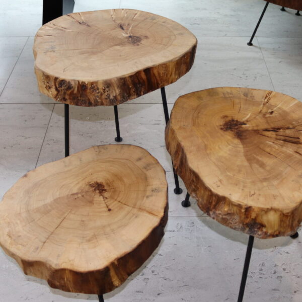 3er Set Beistell- / Couchtische als Pappelholz